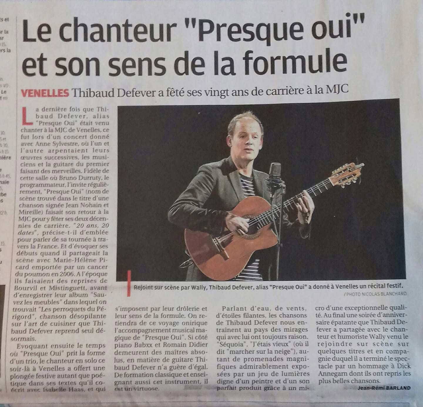 Revue de presse - Article Presque Oui dans La Provence - Janvier 2018
