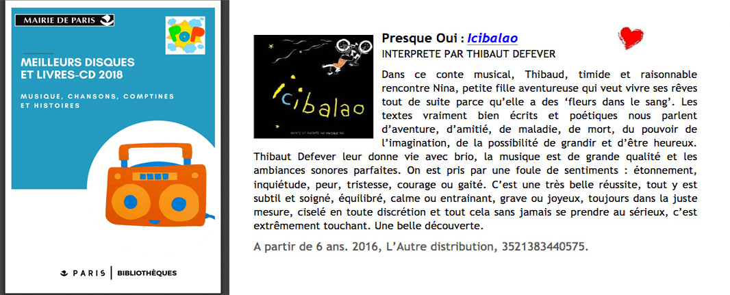 Icibalao - sélection meilleurs albums 2018 - réseau Bibliothèques de Paris